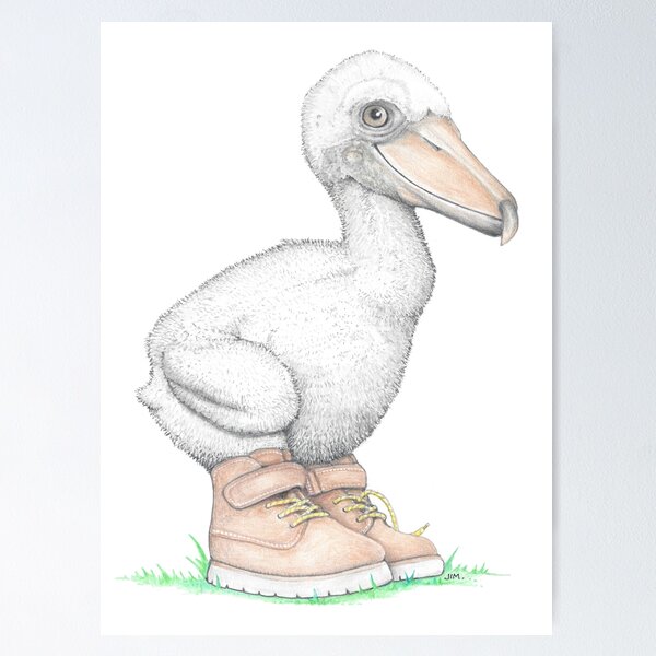 Item preview, Shoebill Chick in Work Boots designed and sold by JimsBirds.