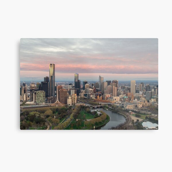 Aerial view of Melbourne, Australia at dawn Metal Print
