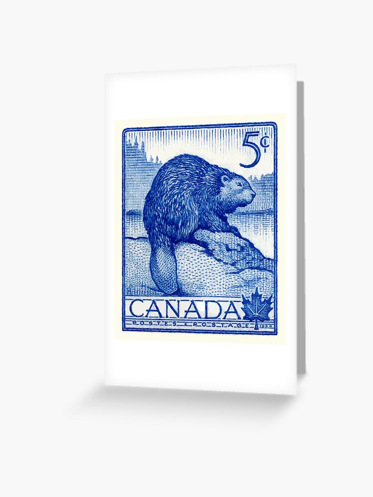 1104:: 4 Animal Stamps, 1954, Canada: Beaver, Musk Ox, Caribou, Mountain  Goat