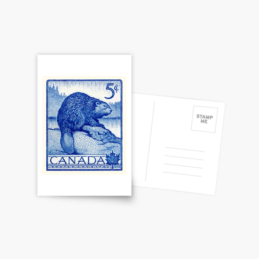 1104:: 4 Animal Stamps, 1954, Canada: Beaver, Musk Ox, Caribou, Mountain  Goat