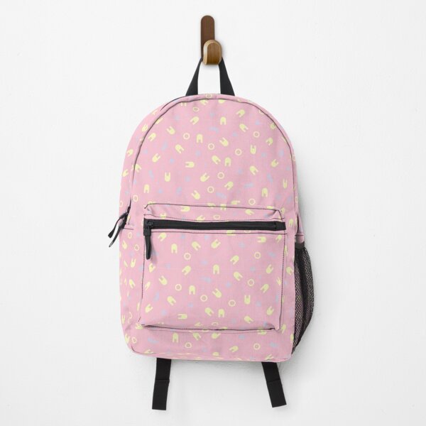 Item preview, Anime inspired cute kawaii Harajuku style pale blue bolts and stars and lemon yellow bunny heads on pale bubble gum pink or dusty rose background designed and sold by camertone.
