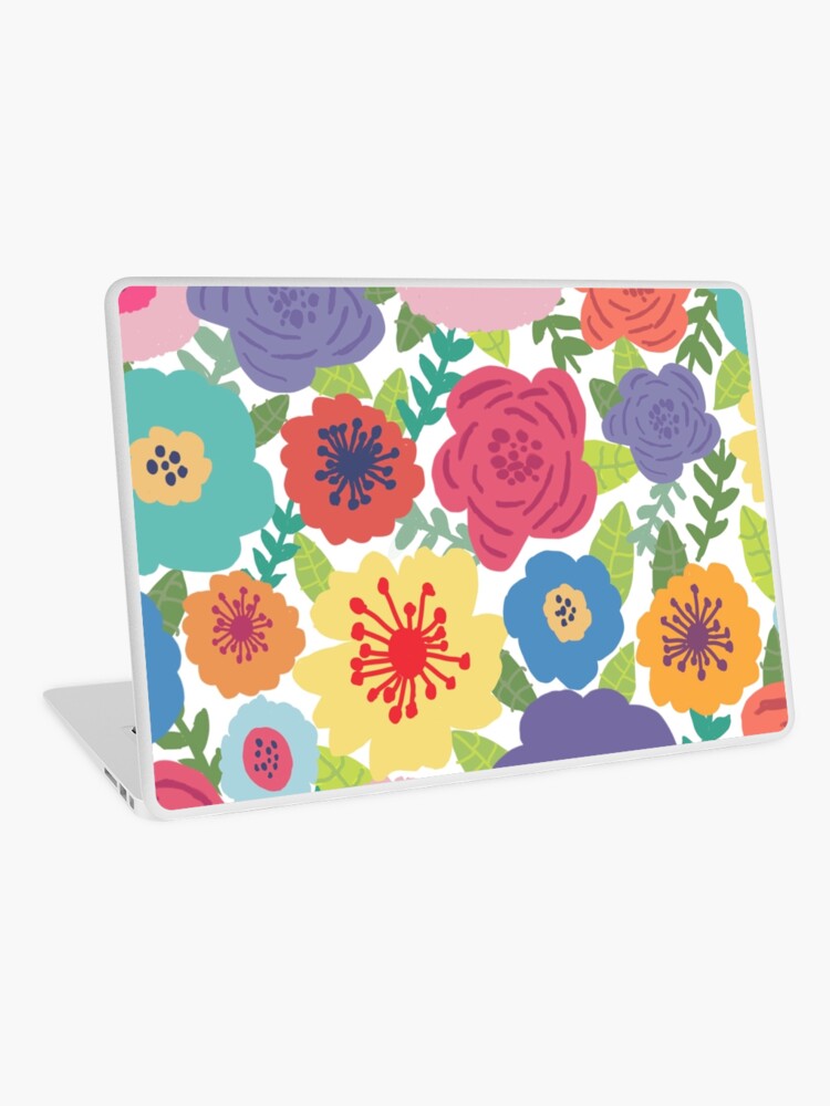 Aperçu 1 sur 2. Skin adhésive d'ordinateur avec l'œuvre Fleurs joyeuses créée et vendue par DesignMyWorld.