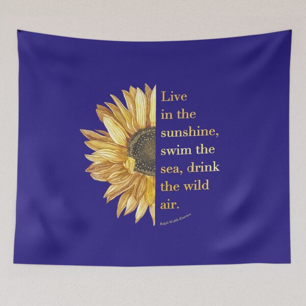 Item preview, Summer Sunflower Typography & Emerson Quote designed and sold by Happy Puppy Print On Demand.