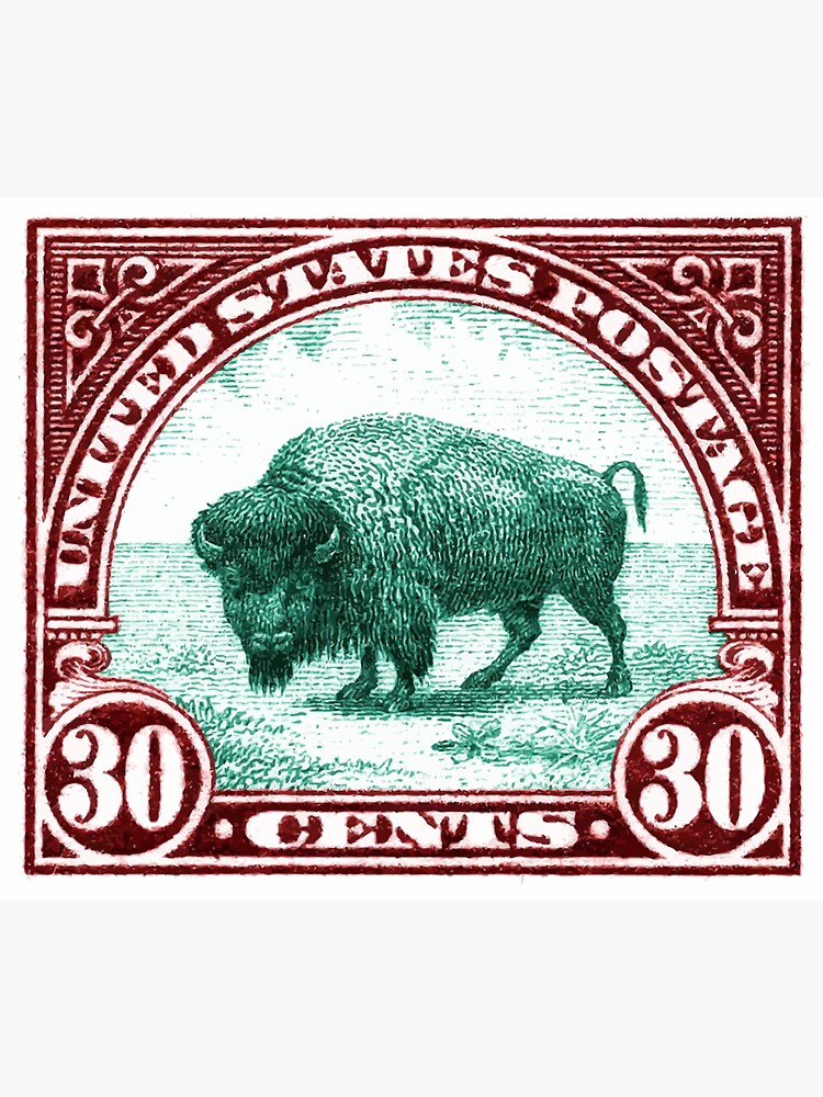 "Antique 1923 U.S. American Buffalo Postage Stamp" Sticker for Sale by