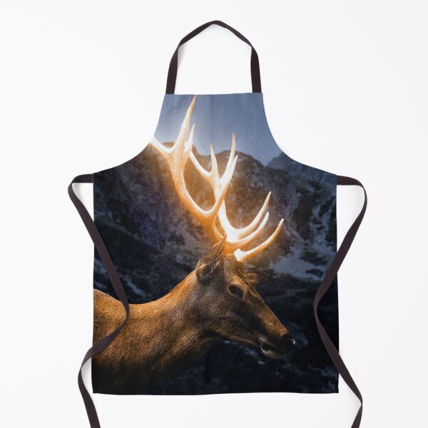 Item preview, a moose having a shiny horns in a snowy night. designed and sold by khangoeva.
