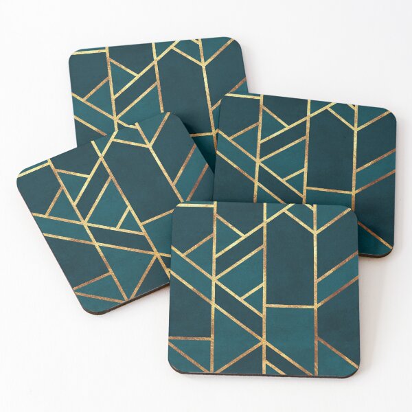Item preview, Deep Teal and Gold Geometric   designed and sold by MA DESIGNS.