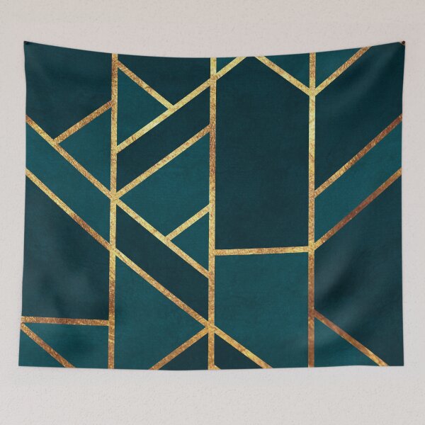 Item preview, Deep Teal and Gold Geometric   designed and sold by MA DESIGNS.
