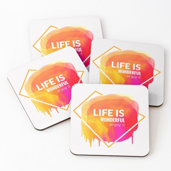 Item preview, Motivational Abstract Design Life Is Wonderful Enjoy It Red Orange Pink White designed and sold by WearWolfDesigns.