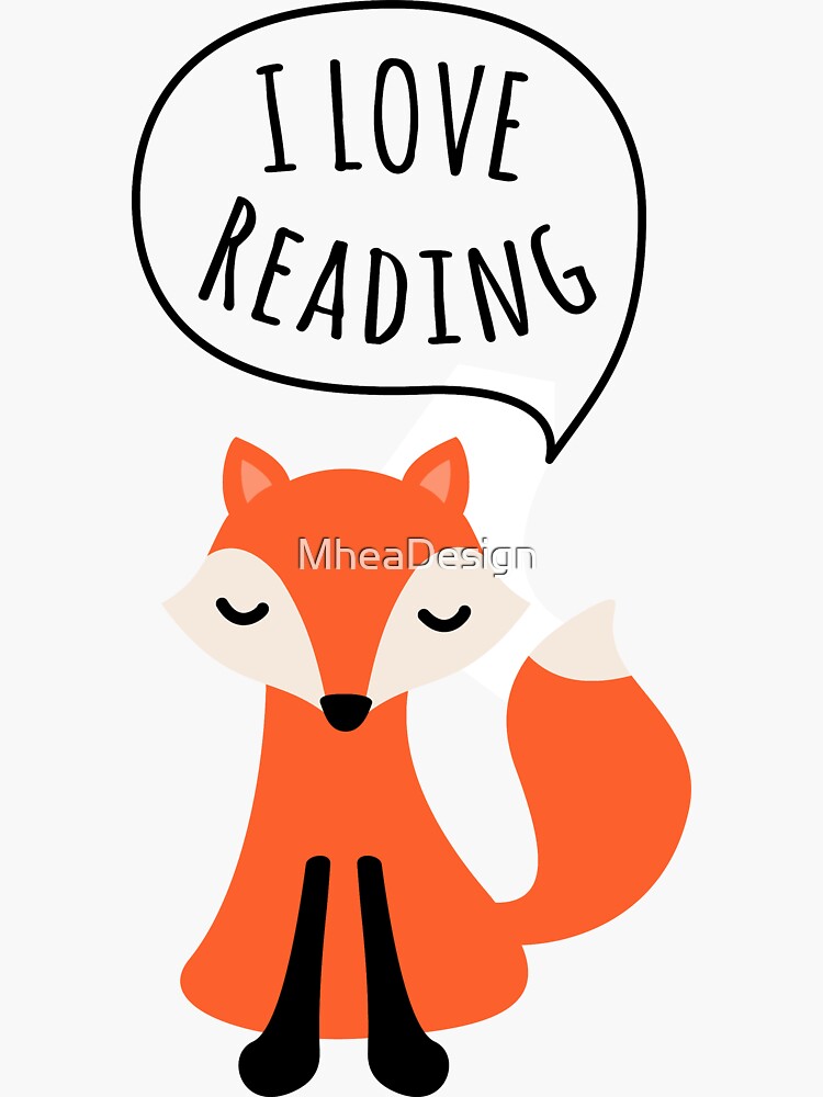 I love reading, cute cartoon fox by MheaDesign