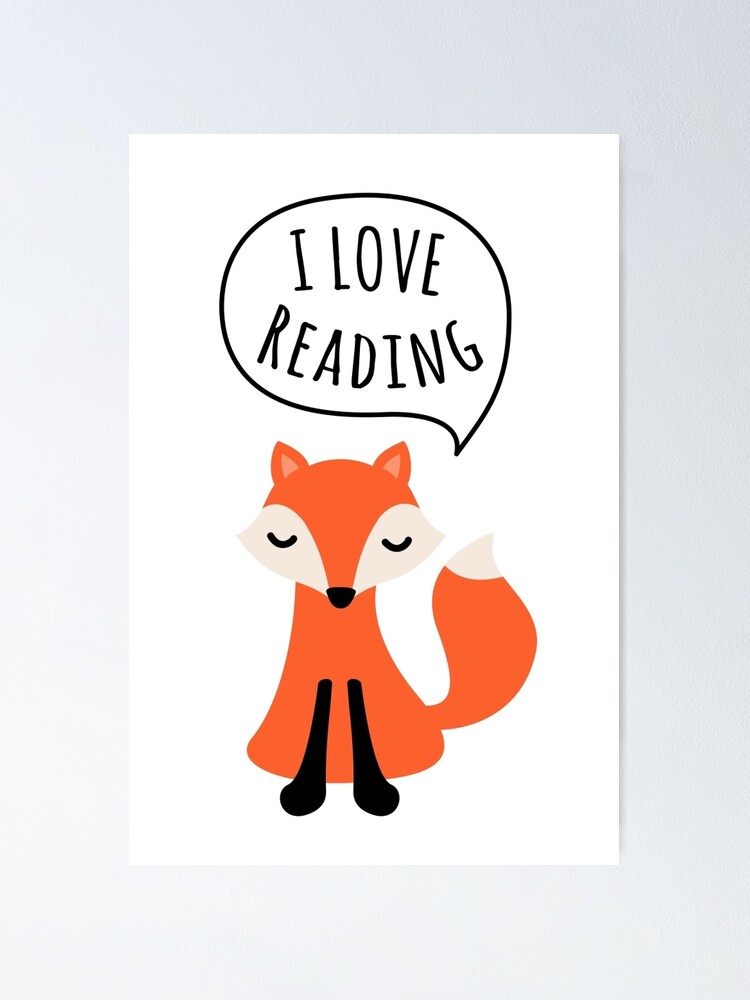 I love reading, cute cartoon fox" Poster by MheaDesign | Redbubble