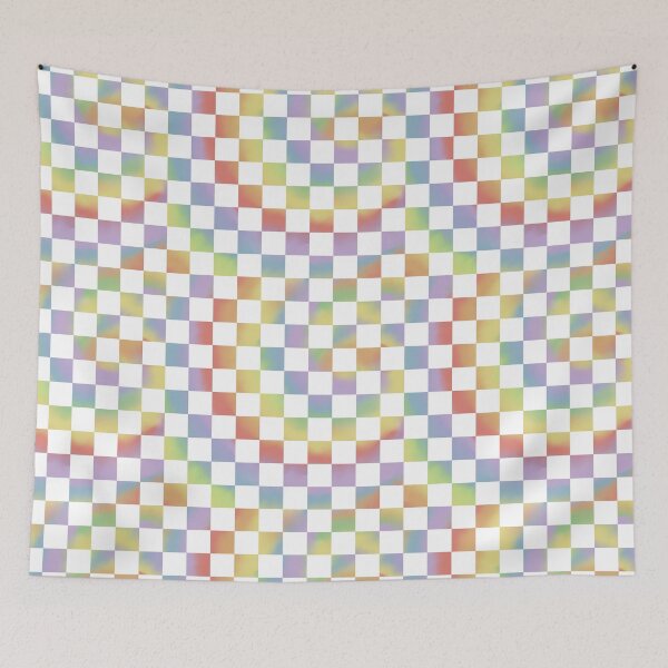 Item preview, checkered rainbow tie-dye designed and sold by azaleae.