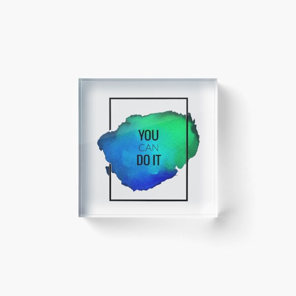 Item preview, Motivational Abstract Design You Can Do It Green Blue Black designed and sold by WearWolfDesigns.