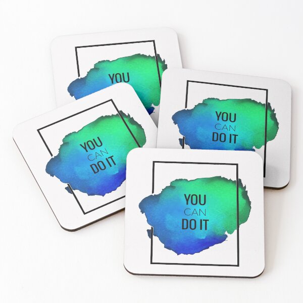 Item preview, Motivational Abstract Design You Can Do It Green Blue Black designed and sold by WearWolfDesigns.