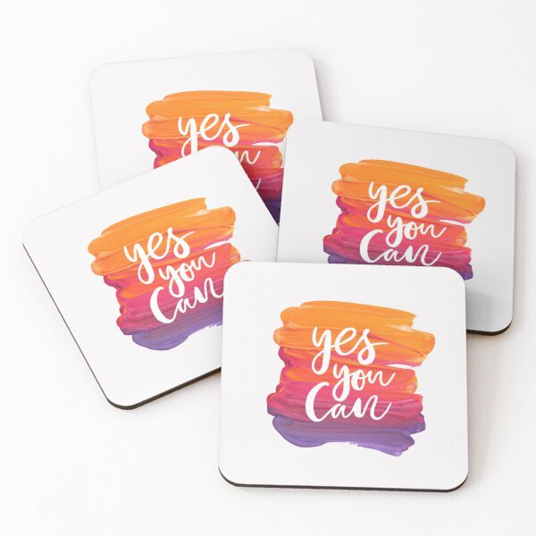 Item preview, Motivational Abstract Design Yes You Can White Hand Written with Purple Red Orange Paint Brush Strokes designed and sold by WearWolfDesigns.