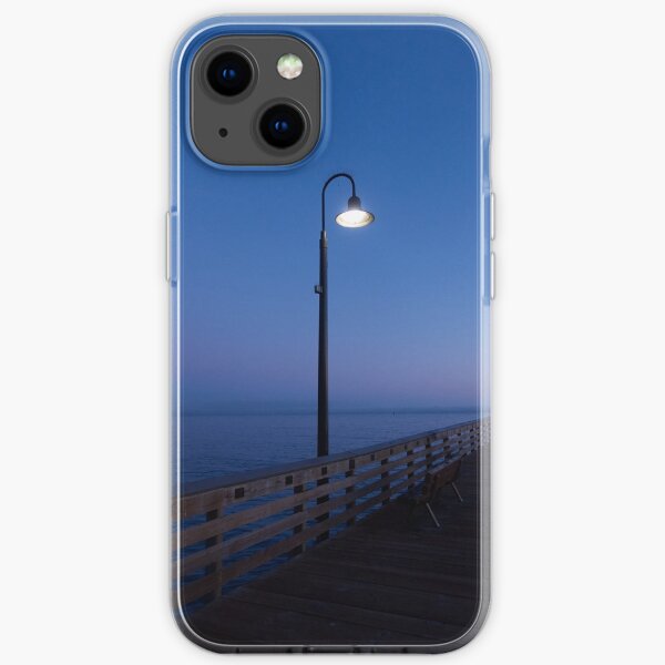 Lamppost on Foggy Cayucos California Pier at Dusk iPhone Soft Case