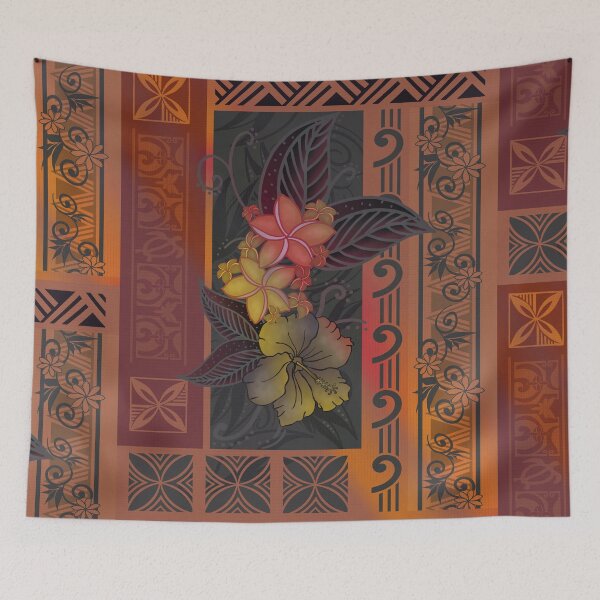 Item preview, Vintage Samoan Tapa Art Tropical Floral Tapa Board  designed and sold by sunnthreads.