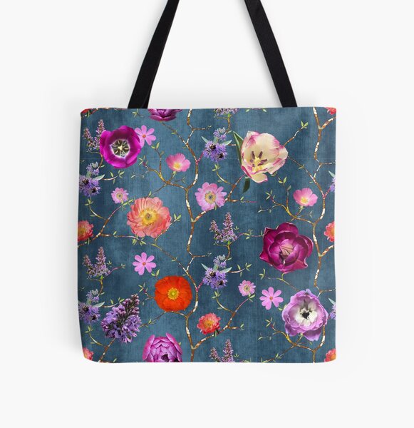 May Chinoiserie Garden in Marine All Over Print Tote Bag