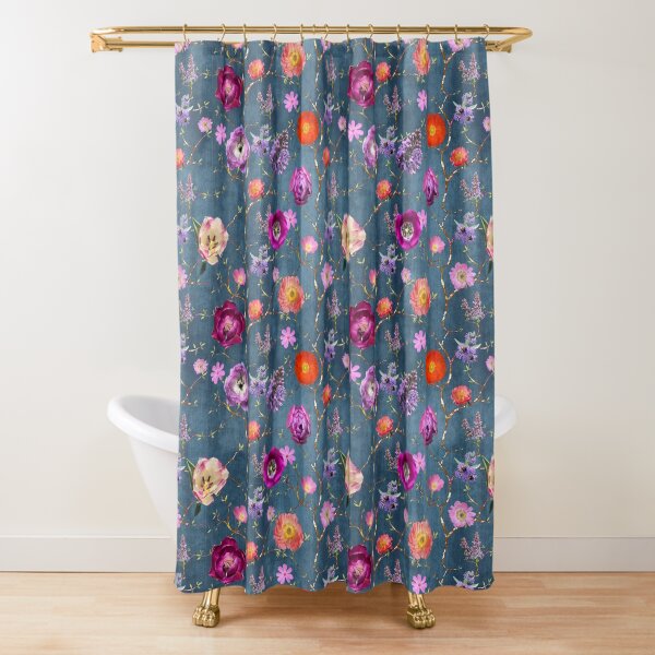 May Chinoiserie Garden in Marine Shower Curtain
