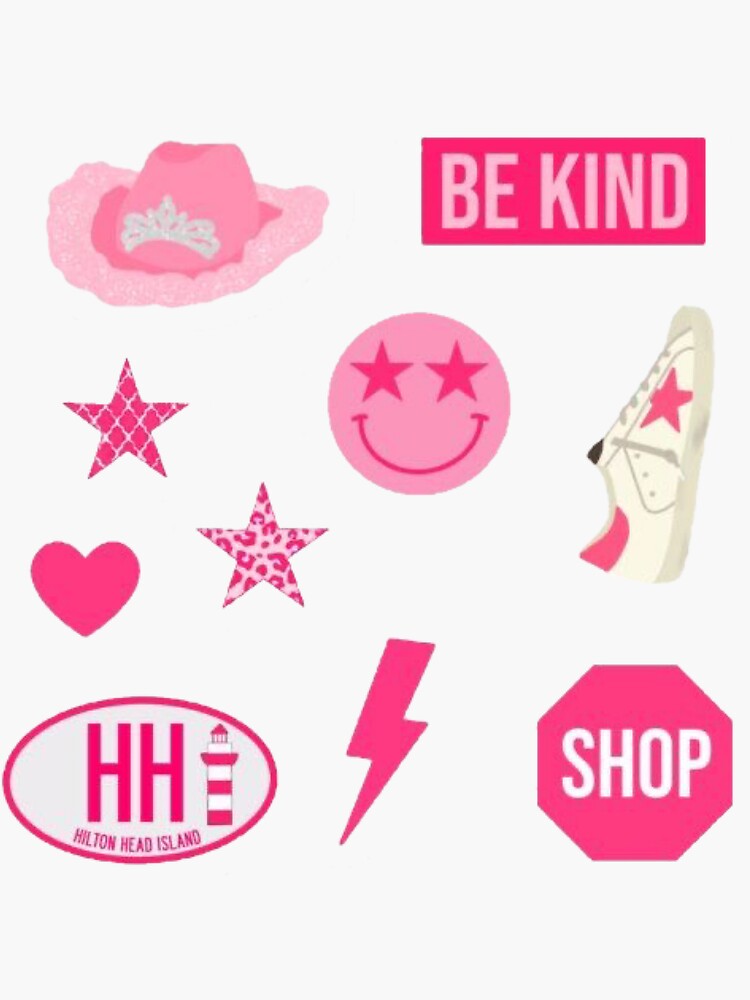 100 PCS Preppy Stickers Pink Stickers Pack, Aesthetic Stickers Water