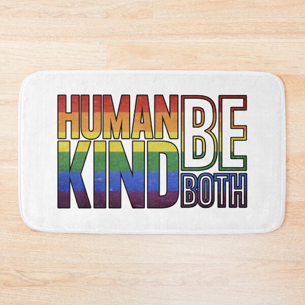 Item preview, Human Kind Be Both For Kindness Peace Equality LGBTQ+ (Black Outlined Design) designed and sold by modernfamgear.