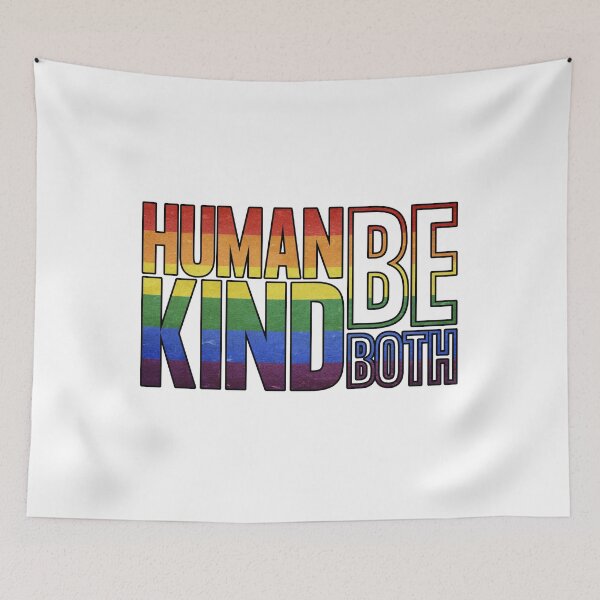 Item preview, Human Kind Be Both For Kindness Peace Equality LGBTQ+ (Black Outlined Design) designed and sold by modernfamgear.