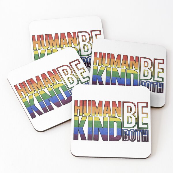 Item preview, Human Kind Be Both For Kindness Peace Equality LGBTQ+ (Black Outlined Design) designed and sold by modernfamgear.