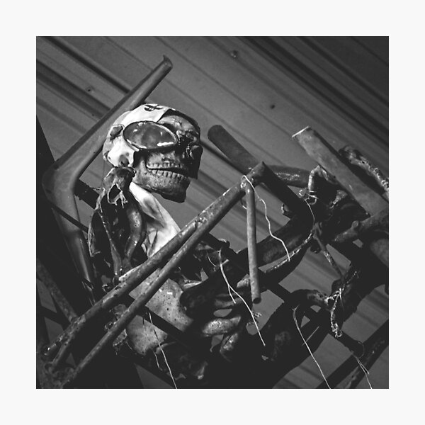 Black and White Aviator Skeleton Photographic Print