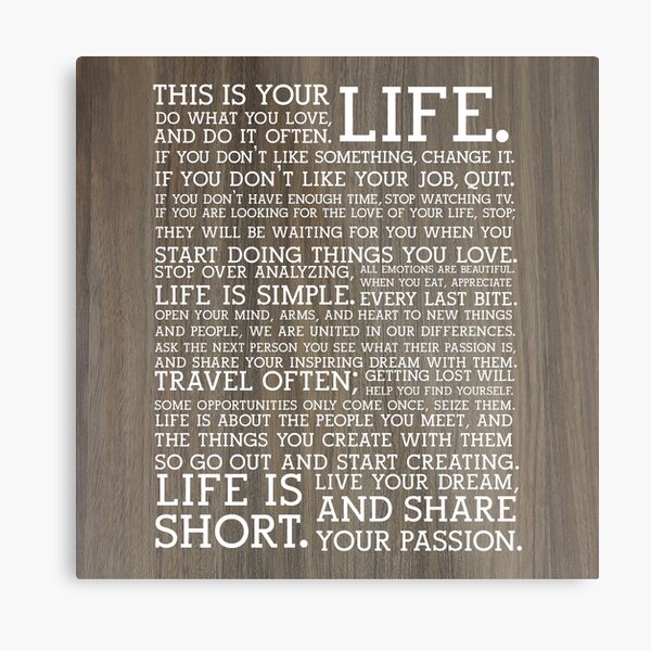 Holstee manifest in wood Metal Print
