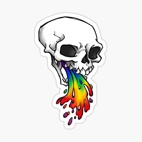 Pride Skull Puking Rainbows Sticker
