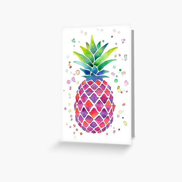Colourful Watercolour Pineapple! Greeting Card