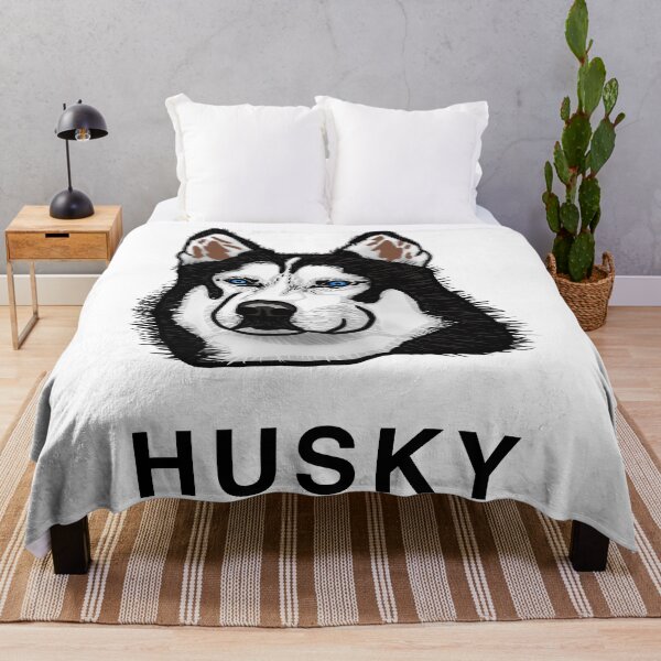 Item preview, Black and White Blue Eyed Husky Illustration designed and sold by PrettyLittlePic.
