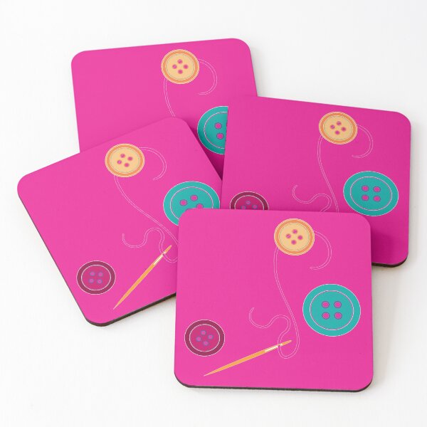 Item preview, Calling all Sewists! Needle, Thread, Buttons icons on bright pink designed and sold by Susan Marie Williams.
