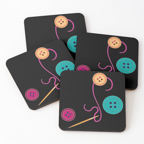 Item preview, Calling all Sewists! Needle, Thread, Buttons icons on black designed and sold by Susan Marie Williams.