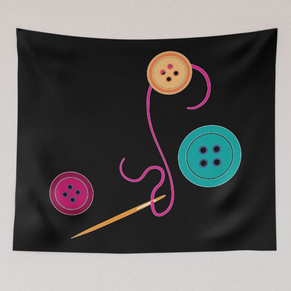 Item preview, Calling all Sewists! Needle, Thread, Buttons icons on black designed and sold by Susan Marie Williams.