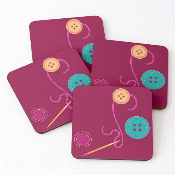Item preview, Calling all Sewists! Needle, Thread, Buttons icons on burgundy designed and sold by Susan Marie Williams.