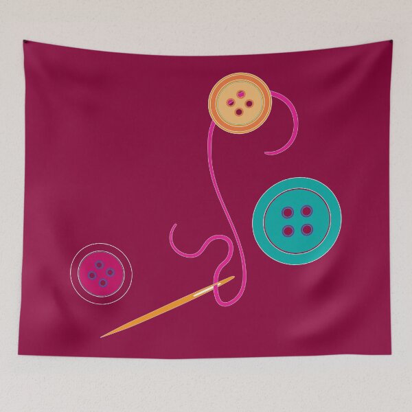 Item preview, Calling all Sewists! Needle, Thread, Buttons icons on burgundy designed and sold by Susan Marie Williams.