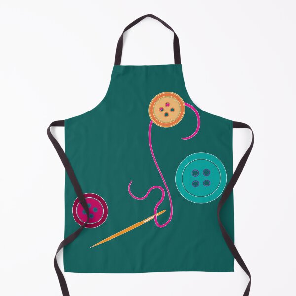 Item preview, Calling all Sewists! Needle, Thread, Buttons icons on dusky green designed and sold by Susan Marie Williams.