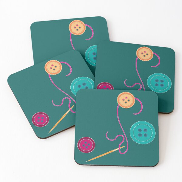 Item preview, Calling all Sewists! Needle, Thread, Buttons icons on dusky green designed and sold by Susan Marie Williams.
