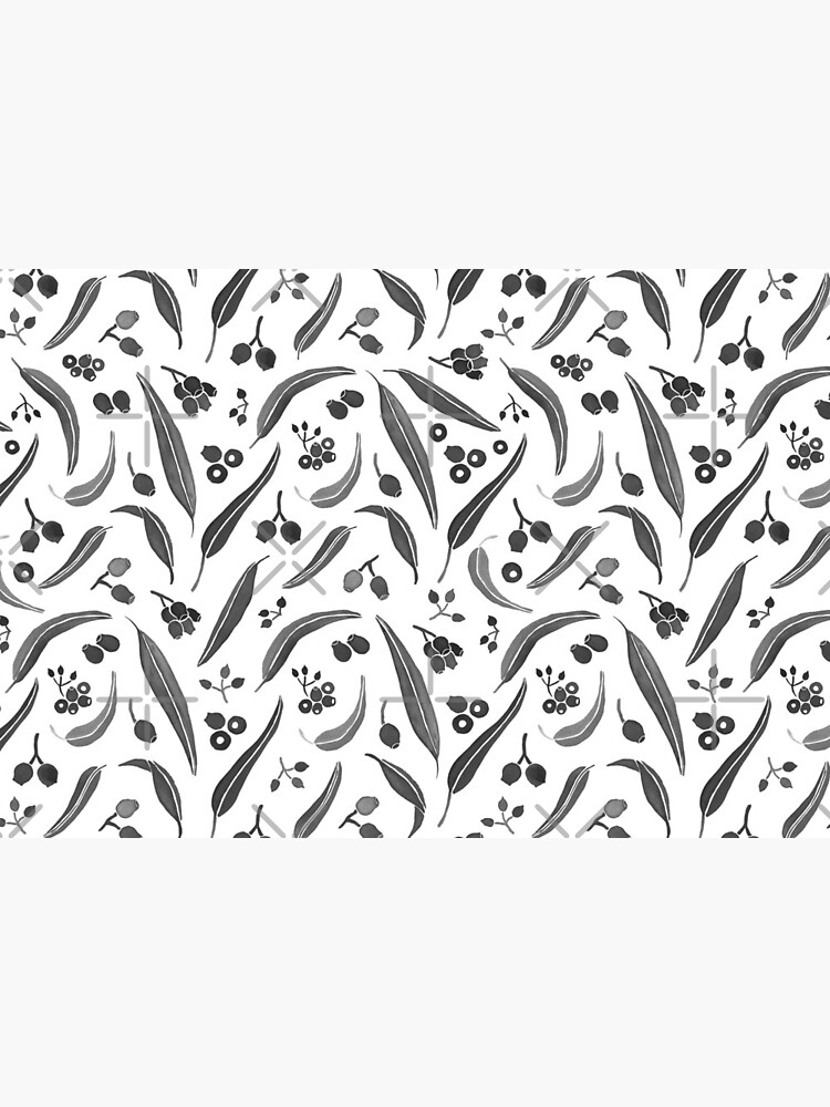 Eucalyptus Leaves Watercolour in Black and White Palette by CircusCreative