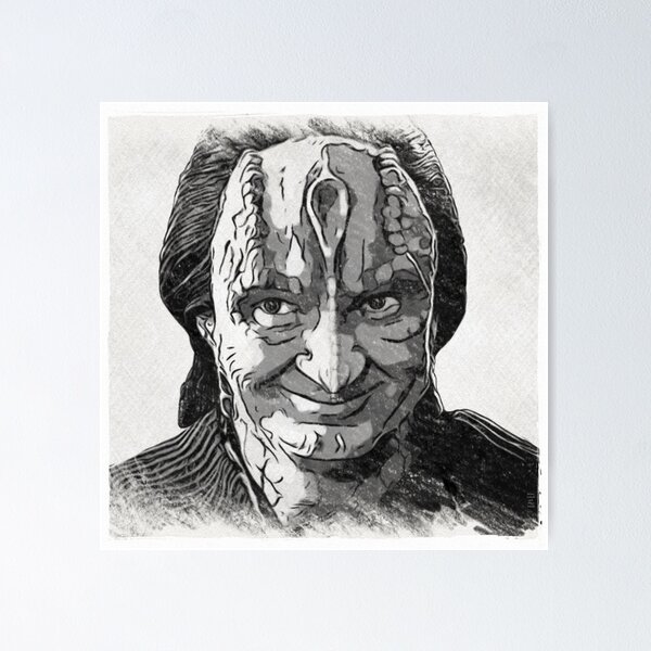 Item preview, Space Murder LIzard Spy Smirking Black and White Ink and Charcoal  designed and sold by orionlodubyal.