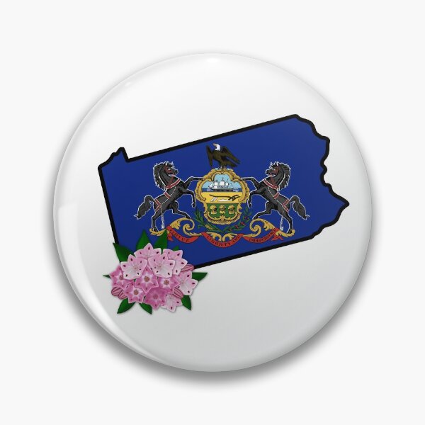 Artikelvorschau, Bundesstaat Pennsylvania Flagge mit State Flower Mountain Laurel entworfen und verkauft von Gsallicat.