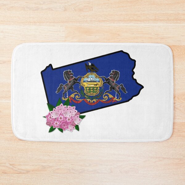Item preview, State of Pennsylvania Flag with State Flower Mountain Laurel designed and sold by Gsallicat.