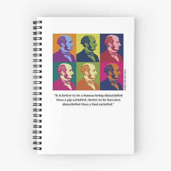 Item preview, John Stuart Mill, John S. Mill, Mill, pop art philosopher, quotes, pop art John Stuart Mill, It is better to be a human being dissatisfied than a pig satisfied designed and sold by challengecafe.