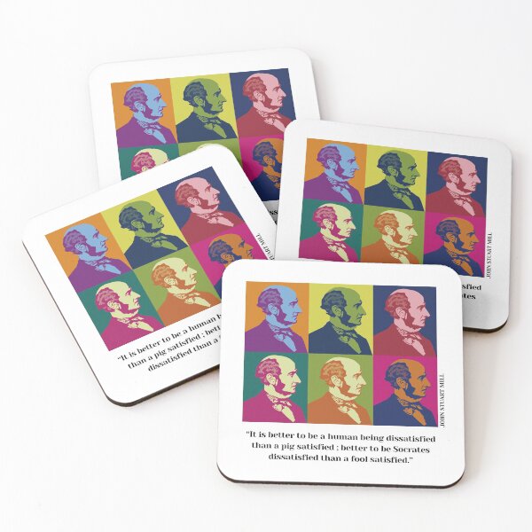 Item preview, John Stuart Mill, John S. Mill, Mill, pop art philosopher, quotes, pop art John Stuart Mill, It is better to be a human being dissatisfied than a pig satisfied designed and sold by challengecafe.