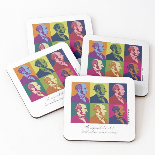 Item preview, John Stuart Mill, John S. Mill, Mill, pop art philosopher, quotes, pop art John Stuart Mill, The perpetual obstacle to human advancement is custom.  designed and sold by challengecafe.