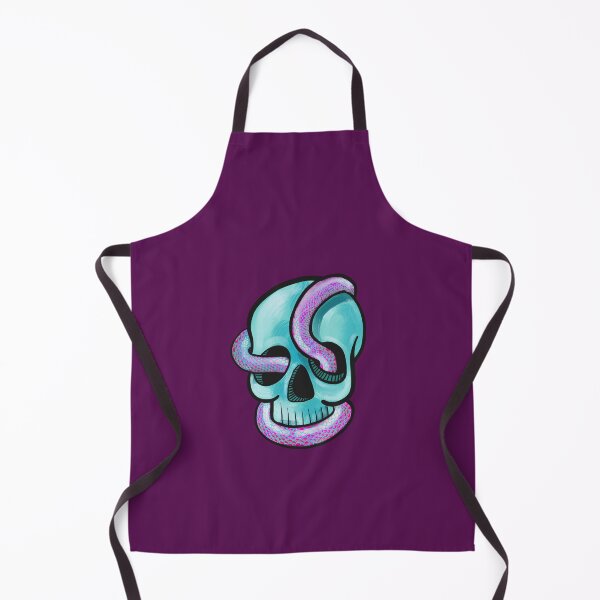 Item preview,  Blue skull and pink snake cartoon ish illustration dark background designed and sold by Laura Ioana V.