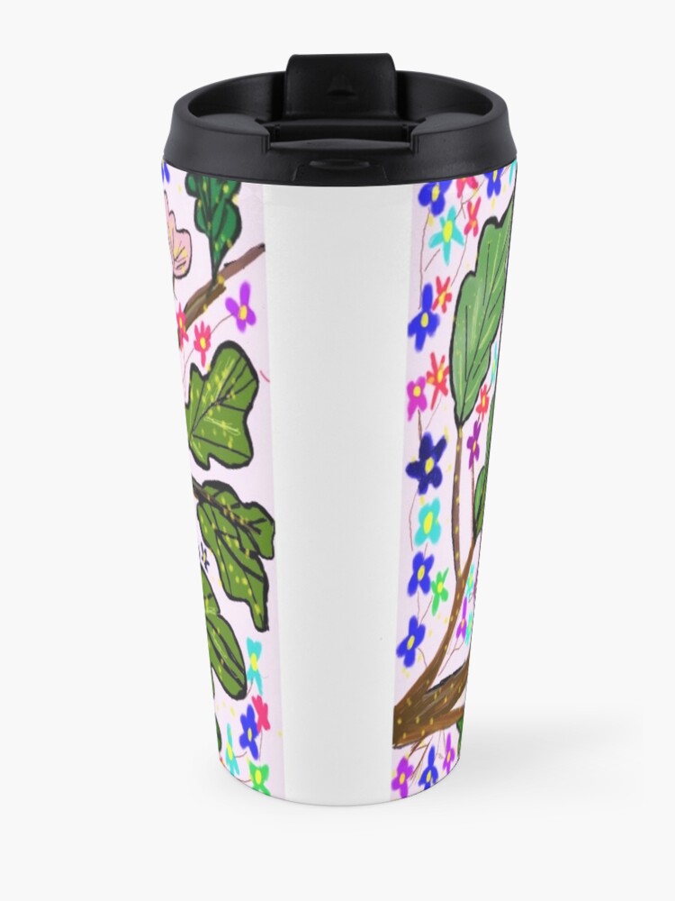Alternate view of Leaves and Bird Print/ Design Travel Mug