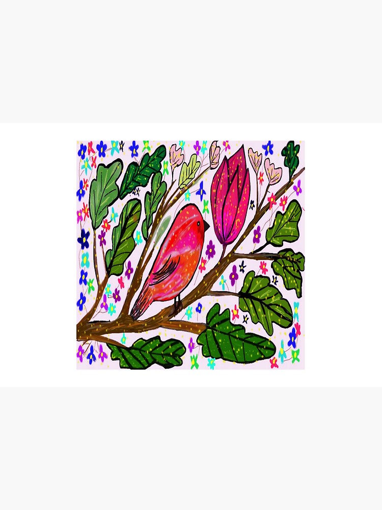 Leaves and Bird Print/ Design by Culturetravel