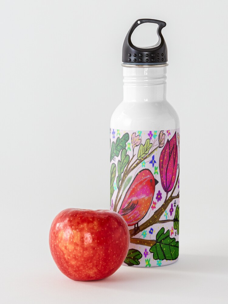 Alternate view of Leaves and Bird Print/ Design Water Bottle