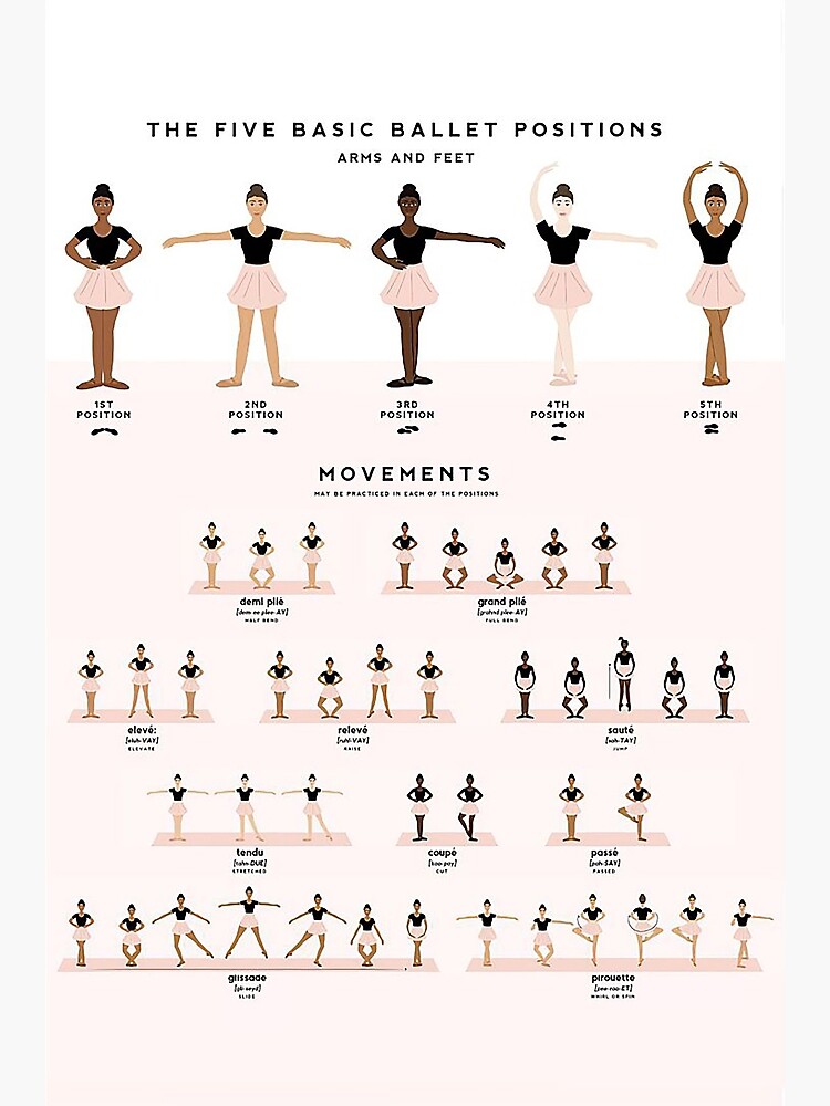 "Ballet Dancers The Five Basic Ballet Positions Arms and Feet Poster